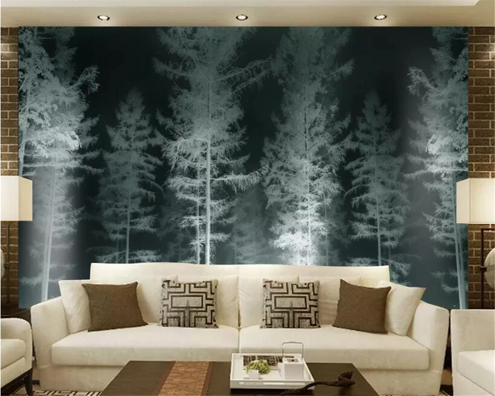 Customized photo wallpaper mural HD personality black and white forest sofa living room wall decoration 3d wallpaper