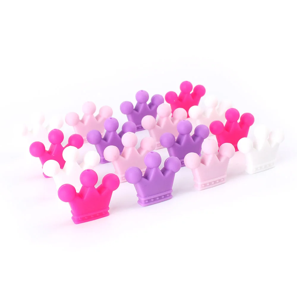 5pcs 35mm Food Grade Crown Silicone Beads Teether Rodents Baby Teething Toy DIY Teethers Necklace Nursing Pacifier Accessories