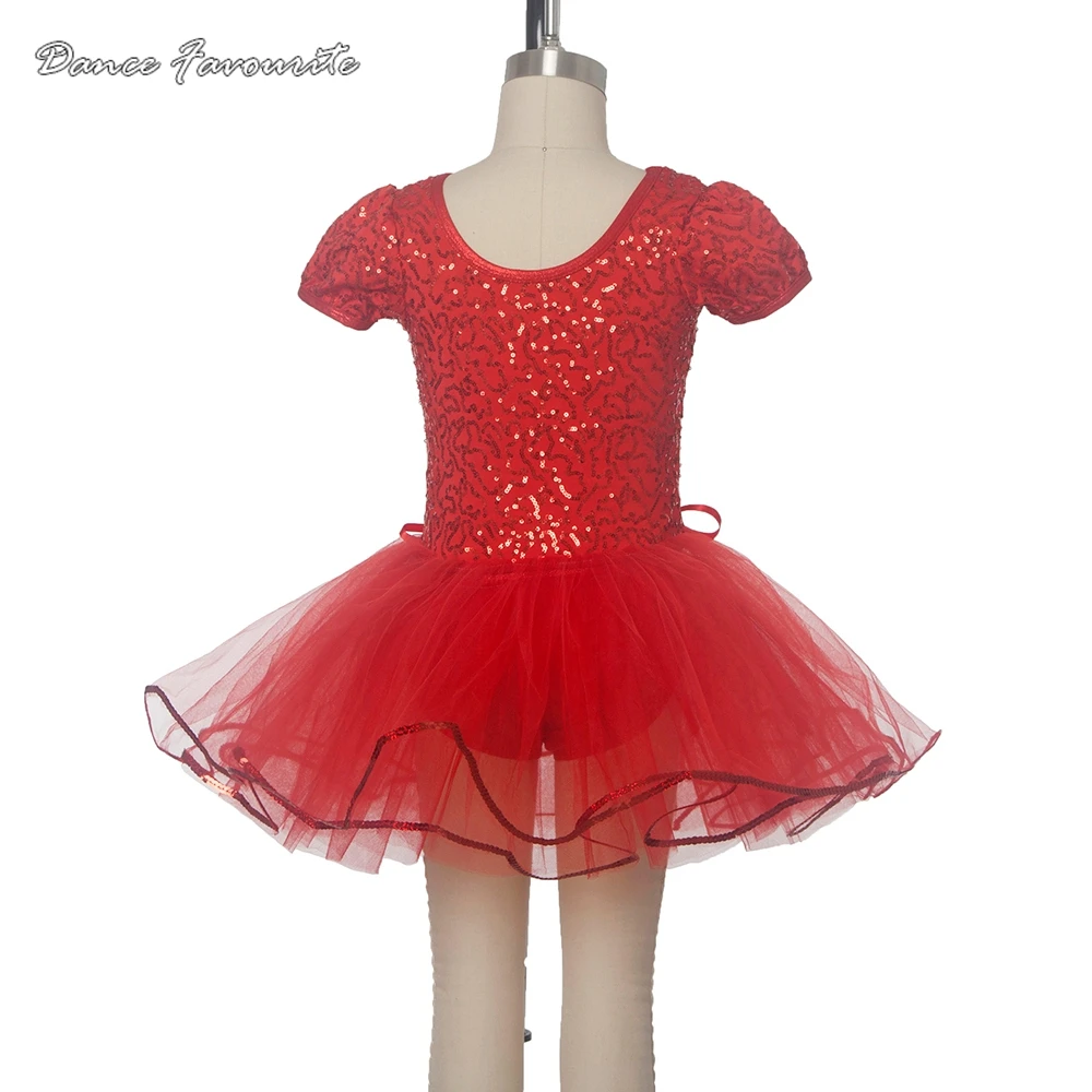 Dance Favourite Sparkling sequin child ballet costume tutu, girl stage performance ballet tutu, red ballerina tutu