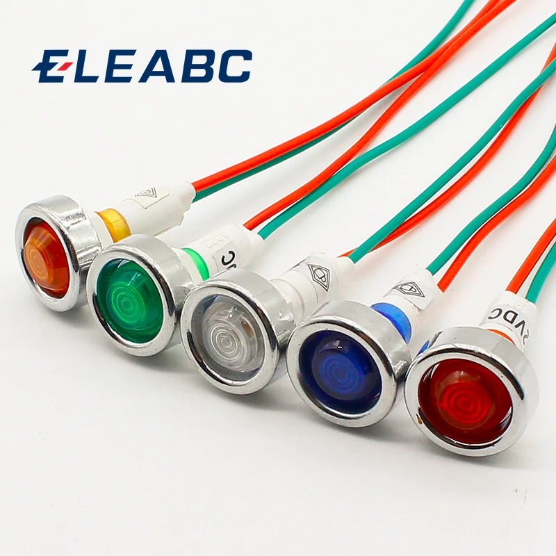 

10pcs 10mm 12V LED indicator light with 18cm wire sigal lamp