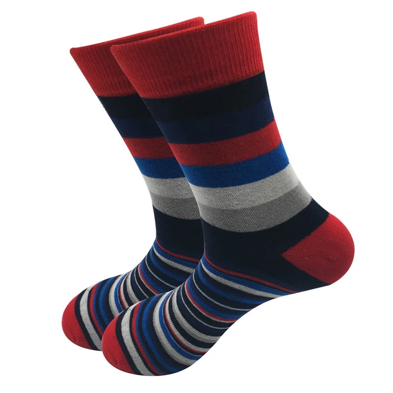 2020 new men\'s socks casual men socks color stripes five pairs of large size 45-46-47-48 fashion design cotton socks no gift box