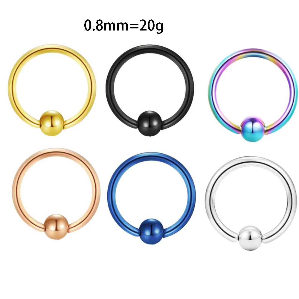 

JUNLOWPY 0.8mm Stainless Steel Captive Bead Nose Hoop Ring Eyebrow Cartilage Tragus Earring 16G 20G Body Piercing Jewelry