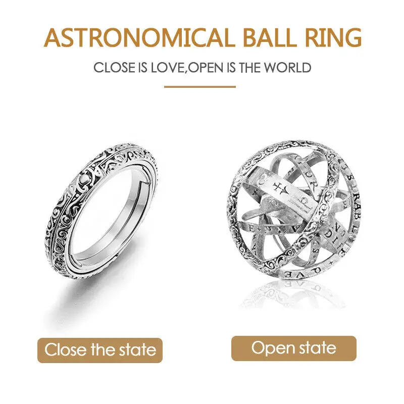 3UMeter Astronomical Sphere Ball Pendant Necklace Finger Hoop Pendant Cosmic Lover Jewelry Gifts