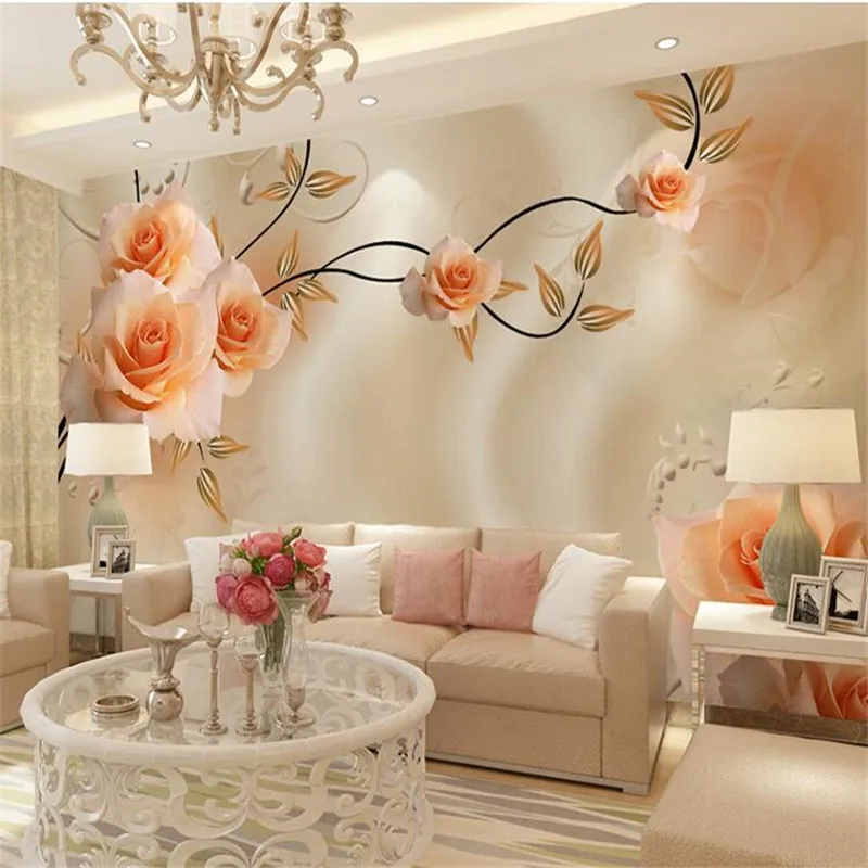 

beibehang Home Decor Silk peony flowers Hotel Background Modern Mural for Living Room Murales De Pared 3d Wallpaper