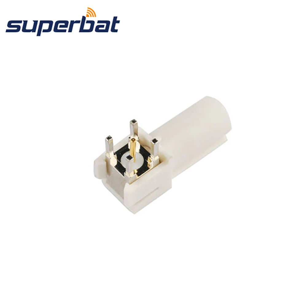 Superbat Radio Antenna Connector Fakra B White/9001 Male PCB Mount Right Angle for Radio with Phantom Supply