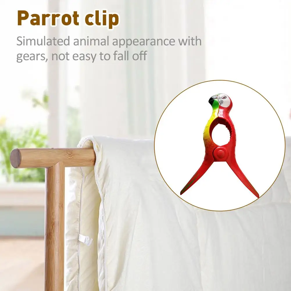 1Pcs Parrot Bird Plastic Beach Slipper Towel Clips Large Sun Bed Lounger Holder Pool Clothes Peg Quilt clip Sock clips Clothes 4