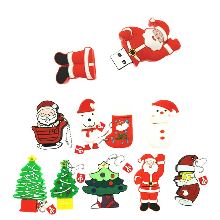 Hot Sale USB Flash Drive 128MB Pen Drive Cartoon Snowman Christmas Tree Gifts 4GB 8GB 16GB 32GB 64GB Santa Claus Pendrive  Gifts