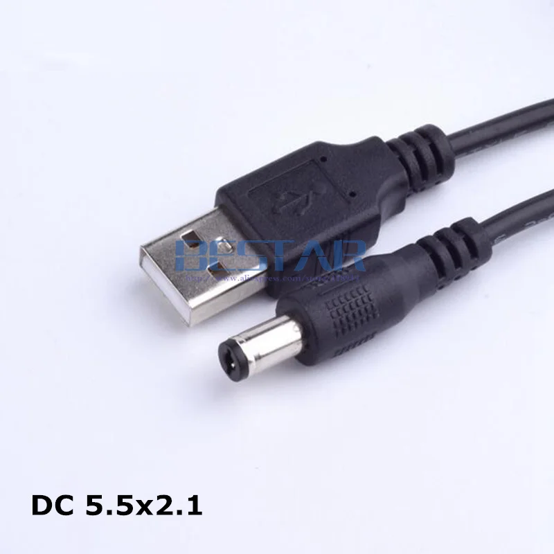 USB zu 5,5mm/2,1mm 5 Volt DC Jack Typ M 5,5mm 1 mt 3 füße