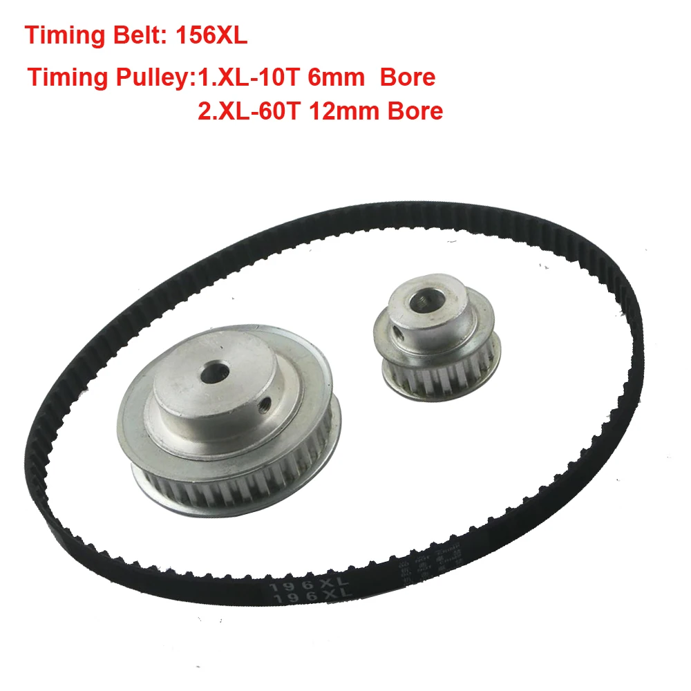 LUPULLEY Timing Belt Pulley XL Reduction 1:6 60T 10T Center Distance 100mm Engraving MachineAccessories - Belt Gear kit 6:1