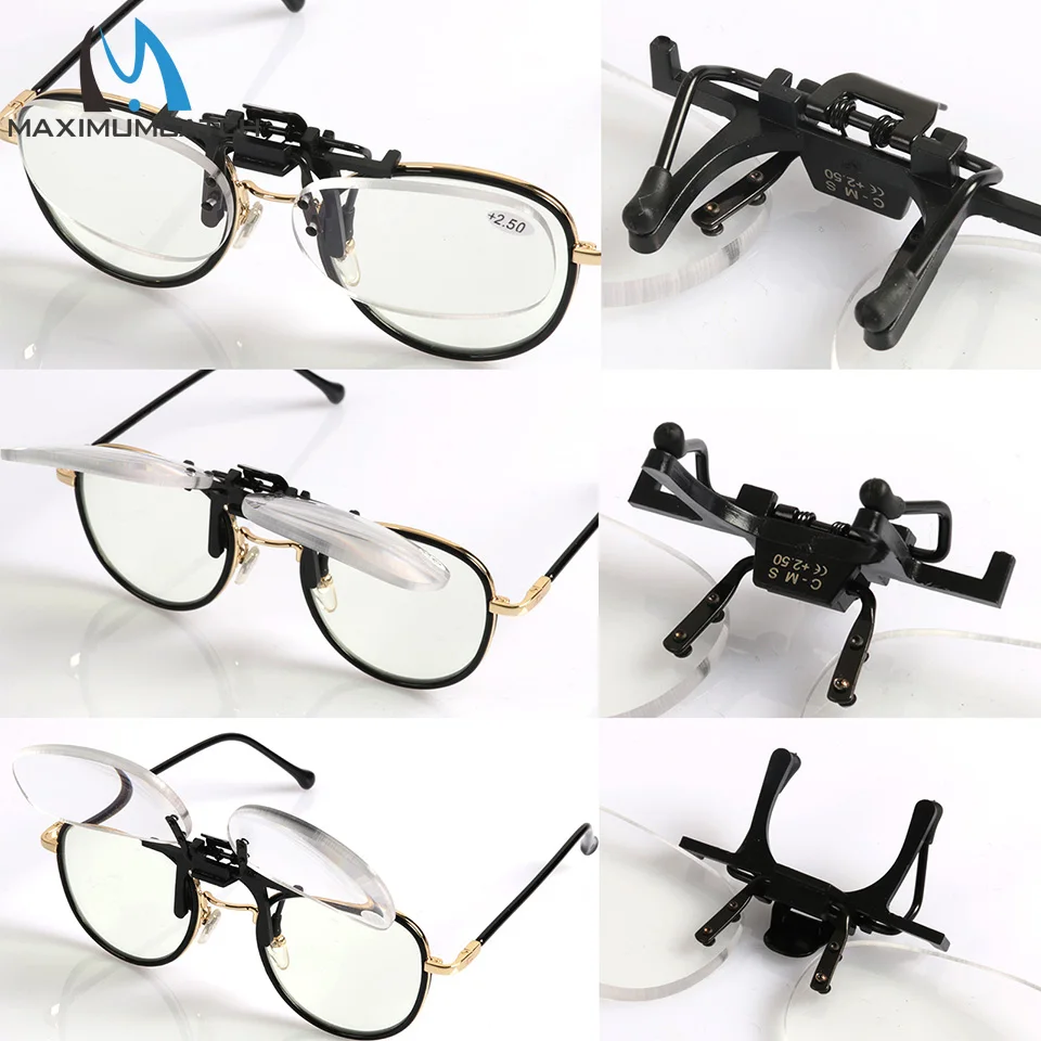 Maximumcatch Clip Presbyopic Square Glasses Rimless Portable Cilp on Reading Glasses +1.5 +2.0 +2.5