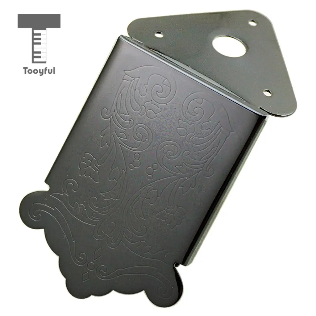 Black Mandolin Tailpiece Bridge Tail Flower Pattern Metal 47x48.5mm Luthiers Tool