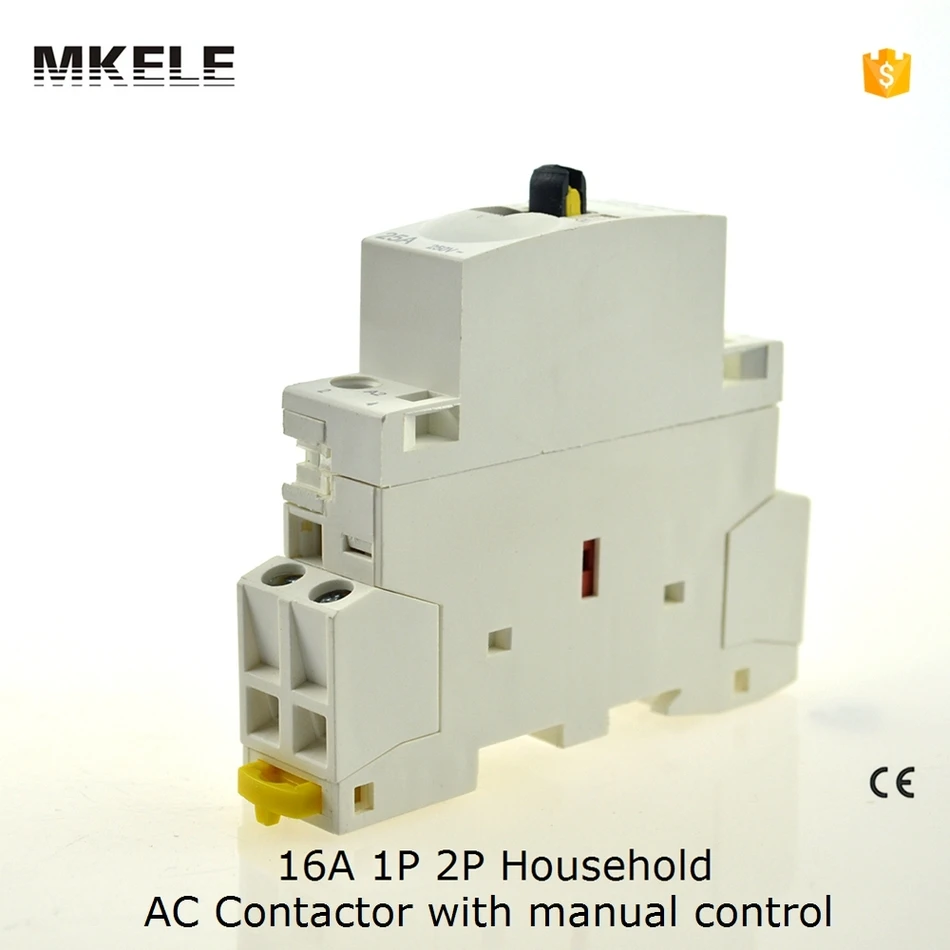 CT 16A 2P الدين السكك الحديدية AC المقاولين لفائف 220V 110V 24V مع التحكم اليدوي Contator البنيوية 2NC
