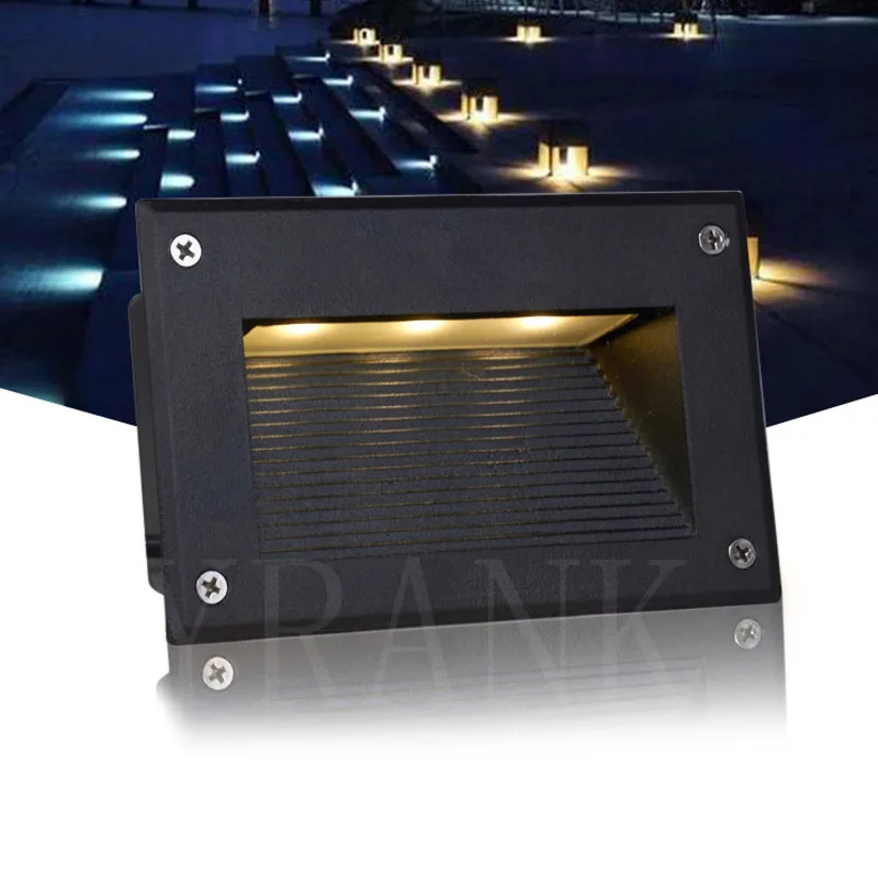 

5W Embedded LED Stair Wall Lamp for Garden Buried Footlights Recessed Step Aisle Light Villa Corner Lighting Indoor Outdor IP65