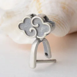 Solid 925 sterling silver Cloud pendant clasp connector, Thai Silver pinch bail for necklace & pendant silver jewelry