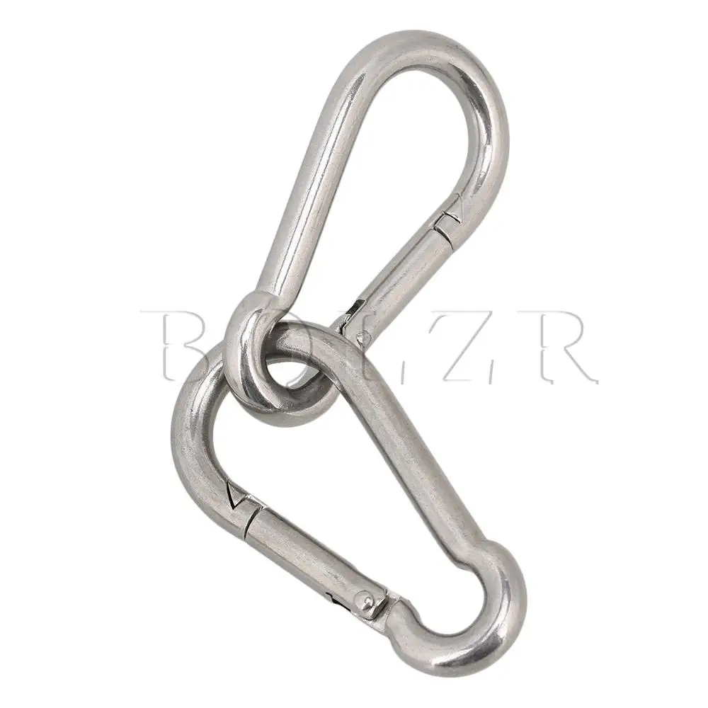 BQLZR 10pcs Carabiner Spring Snap Hook Clip M8 80mm 304 Stainless Steel