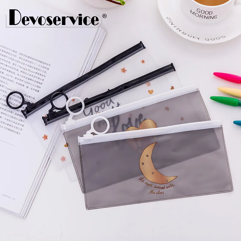 1Pcs Transparent Waterproof Pencil Bag Stationery Cute Pencil Case Papelaria Kawaii Bag Girl Pen Bag for School Office Supplies