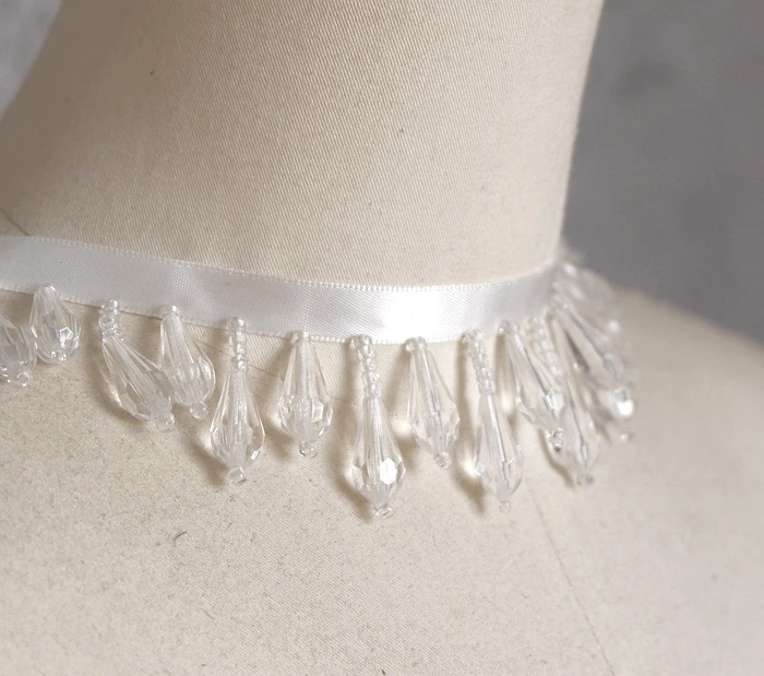 2 mt/los Perlen Anhänger Spitze Trim Quaste Breite 4 CM Handgemachte DIY Hause Dekoration Bühne Kleidung Hochzeit Kleid Vorhang Zubehör – Detail 4