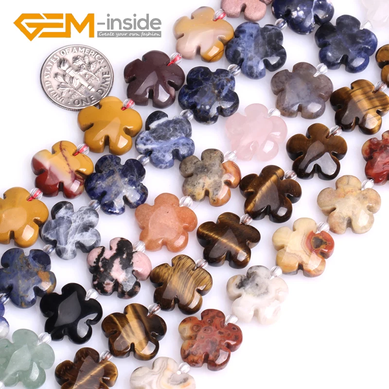 Flower Shape New 15mm Assorted Material Natural Loose Beads For Jewelry Making Beads DIY 15\