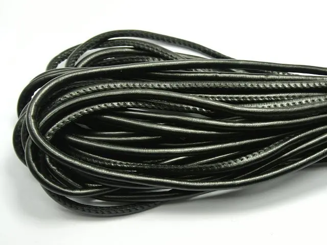 5 meters 5mm Leather String Jewelry Accessories diy decoration Jewelry Cord Black Stitched Round Soft Synthetic