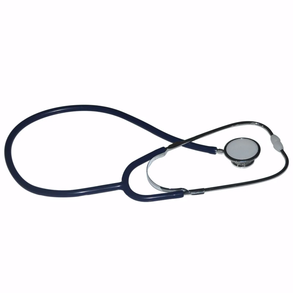 Dual Head Cute Professional Stethoscope Heart Rate Detector Aluminum Echometer With Anti-cold Ring Color Deep Blue