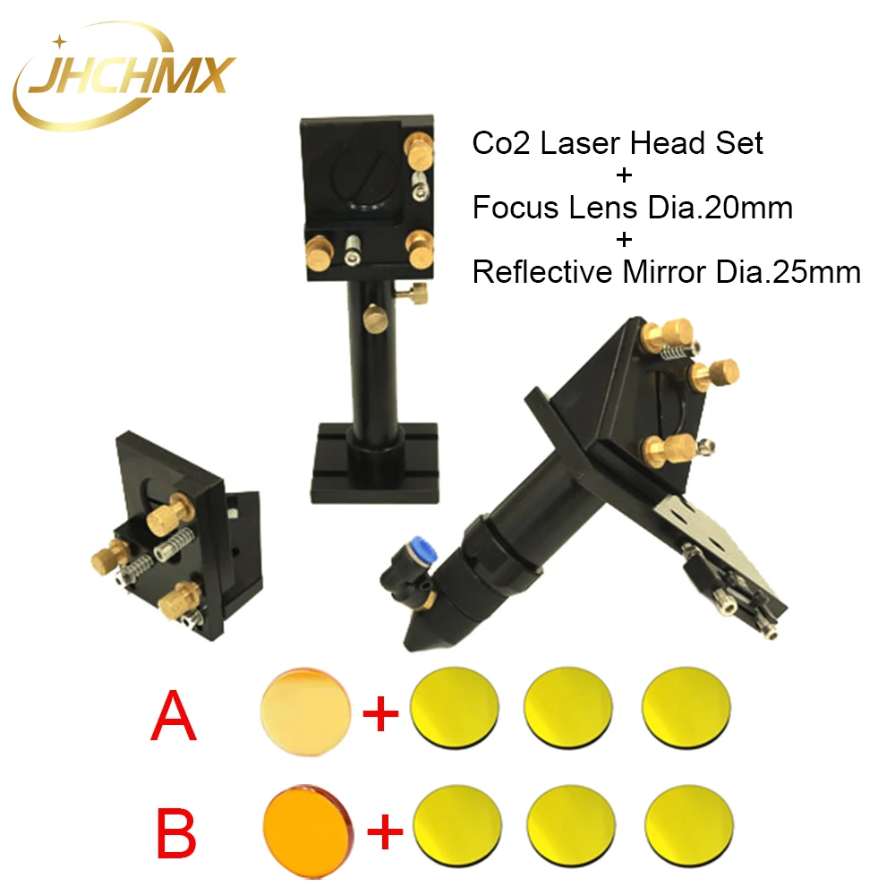 JHCHMX CO2 เลเซอร์ชุดติดตั้ง + 1pc เลนส์โฟกัส + 3pcs Dia.25 Si กระจกสะท้อนแสงสำหรับ co2 เครื่องแกะสลัก