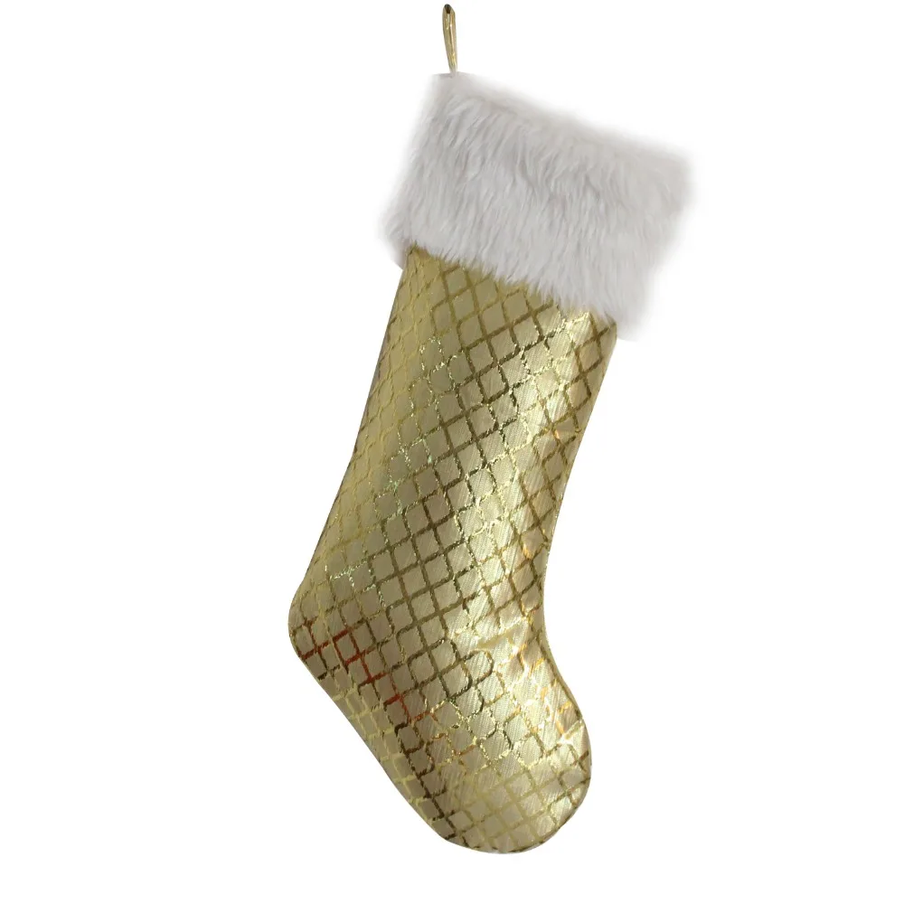 Free Shipping Diamond decoration Blingbling Glitter Sparkle Decoration with Faux Fur Cuff Christmas stocking P4758