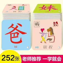 Livre Pinyin pour enfants, nouvelles cartes de caractères chinois, apprentissage du chinois, 202 pièces/ensemble avec livres Pinyin pour enfants, livres de couleur et d'art