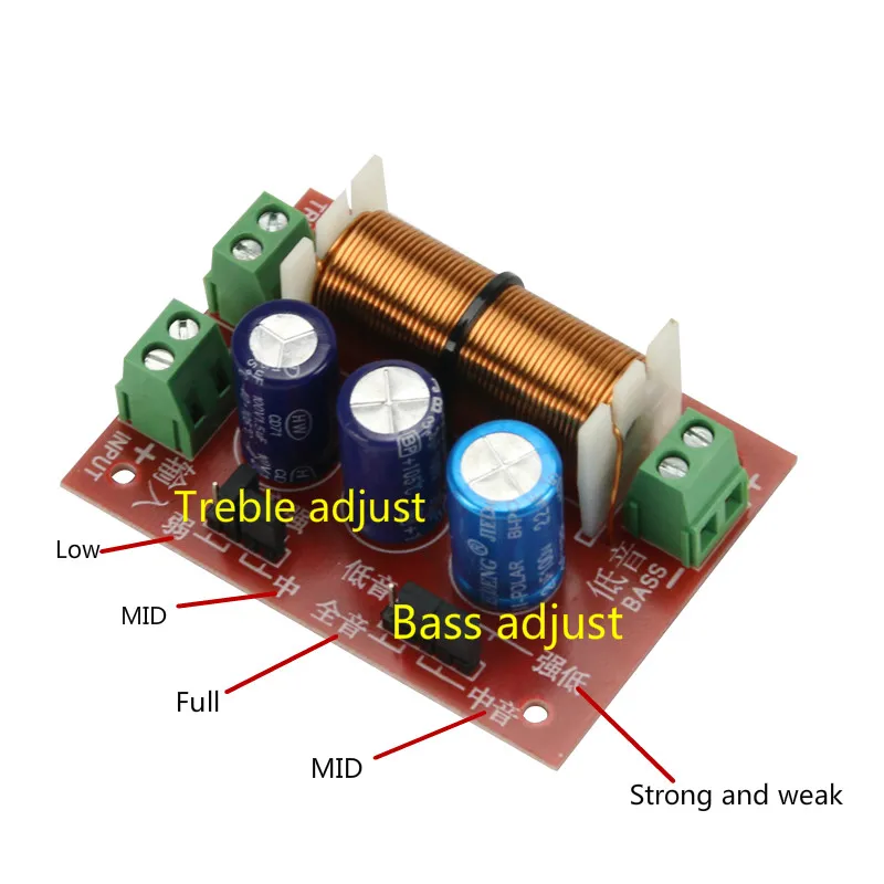GHXAMP 400W Debugged Speaker 2 Way Crossover Audio Adjustment Tweeter Bass LoudSpeakers Filter Frequency Divider 2PCS