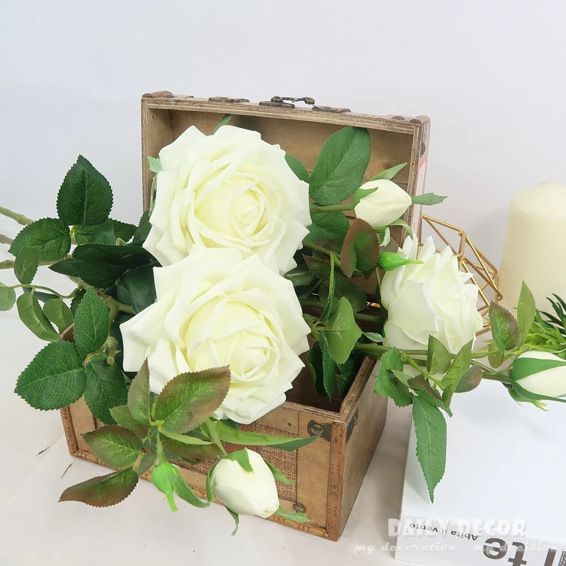 6pcs/lot! 76cm long 12cm dia large real touch Felt moisturizing 2 heads rose flowers wedding decorative artificial latex rose