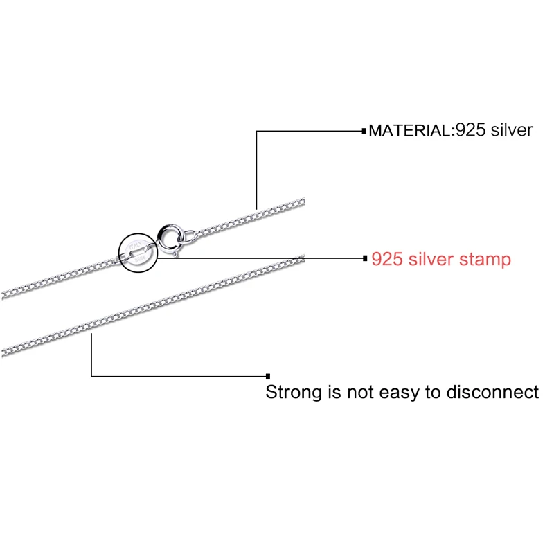 GEM'S BALLET Classic Basic Chain 100% 925 Solid Sterling Silver Necklace Chain 40cm 45cm 50cm Fine Jewelry Fashion Pendant Link image 2