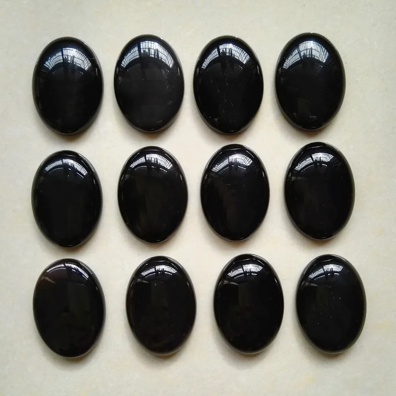 Wholesale 25x18MM Natural Stone Black Onyx cabochon for jewelry making beads cab charm diy 12Pcs/lot wholesale no hole