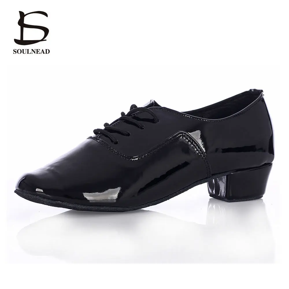 Zapatos de baile latino de Salsa para hombre y niño, calzado de baile de Tango, Jazz, negro/blanco, PU