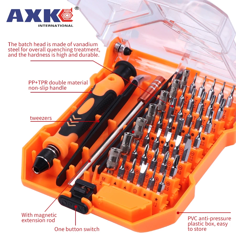 AXK 35 in 1 Screwdriver Set Home Useful Multi Tool Multi-Bit Tools Repair Torx Screw Driver Screwdrivers Kit Hand Tools