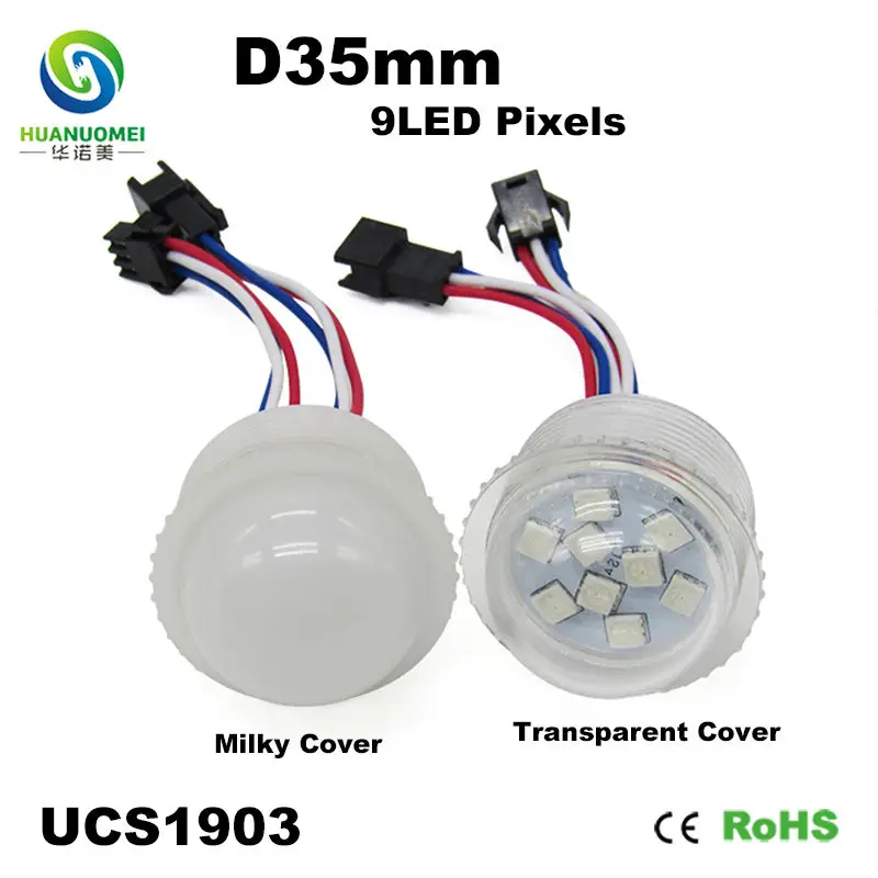 digital 35mm 9LEDs UCS1903 waterproof smart 5050 smd rgb pixel led light lamp addressable module bulb amusement park ride lights