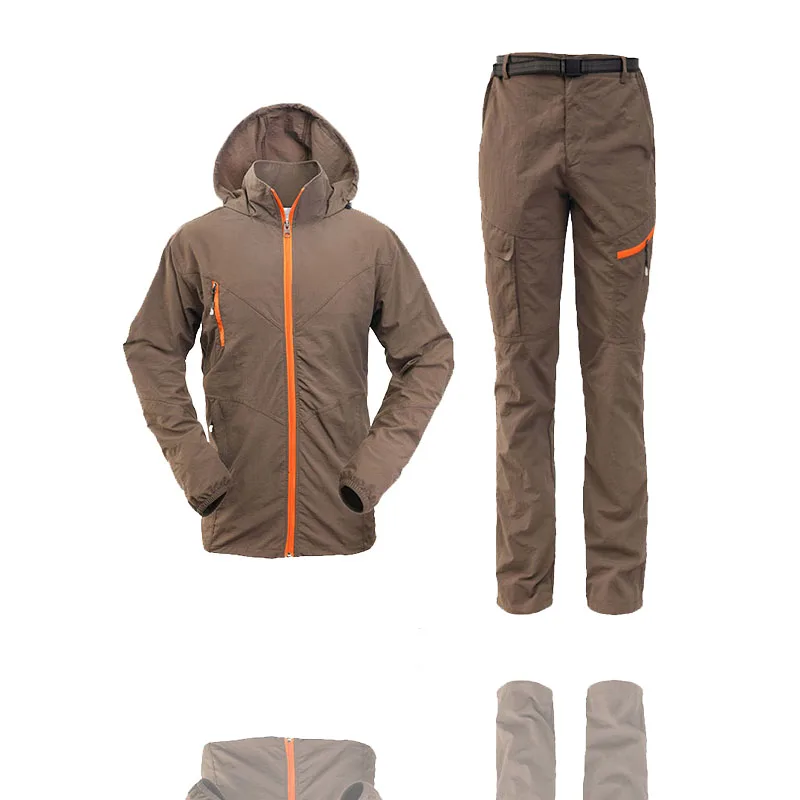 Camping Wandern Kleidung Set Outdoor-Sport Männer Frauen Sommer Sportswear Anzug Mit Kapuze Jacken Hosen Schnell Trocken Atmungs Set ST01 – Detail 27