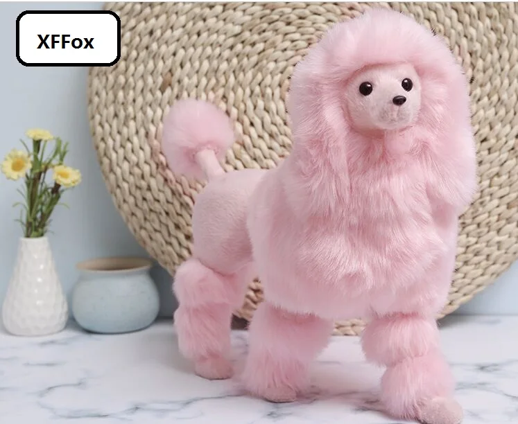 

big real life pink poodle dog model plastic&furs simulation standing poodle dog gift about 40x30cm xf1627