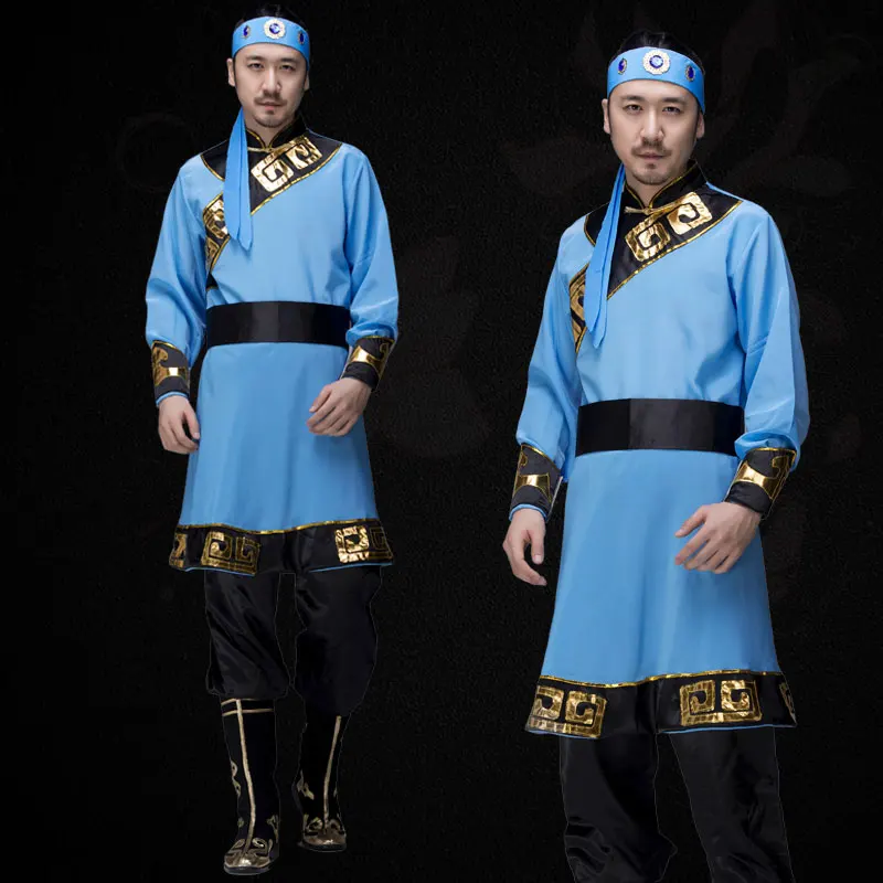 costume mongolo blu per uomo abiti mongoli abbigliamento tradizionale mongolo per uomo performance di festival di danza di minoranza