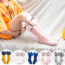 Fashion Children Socks Big Bows Toddler Girls Sock Knee High Cotton Baby Long Socks For Kids Candy Color Infant Sock