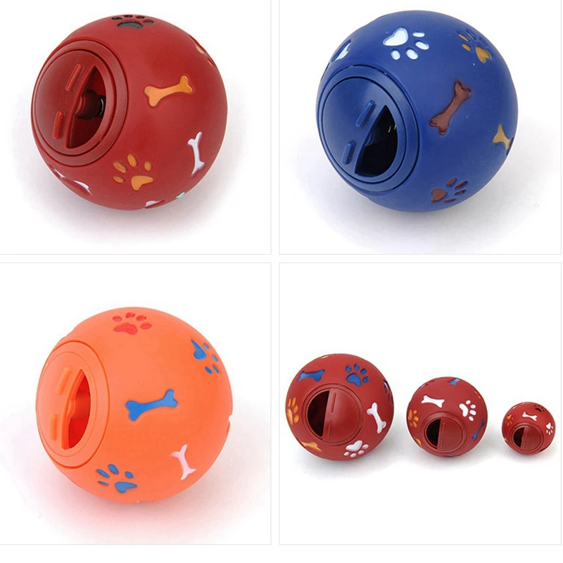 Dog Toy Puzzle Toy Ball Milk Flavour Rubber Bone Stripe Case Rotary Switch Dog Footprint Pet Puzzle Leakage Food Ball