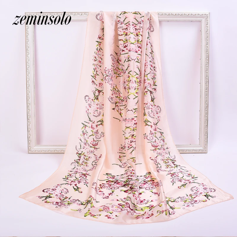 

Fashion Bandana 2018 100% Silk Scarf Luxury Women Brand Scarves for Women Shawl High Quality Plants Print Hijab Wraps Femmale