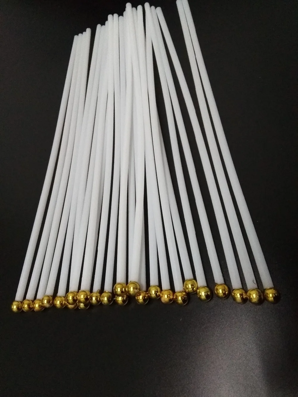 White color golden tip handheld plastic flag poles sticks 30 cm or 40cm 100 pieces per lot