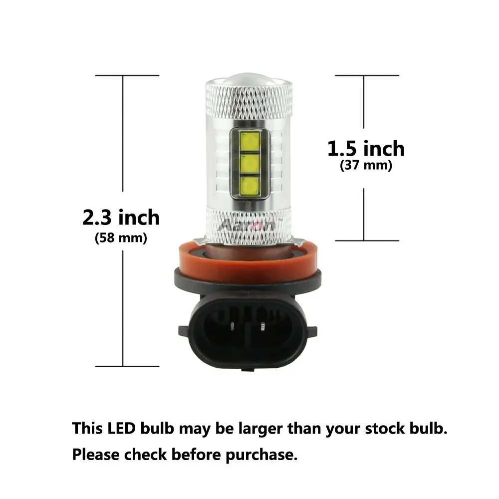 Lampada H16 tipo 2 80W 16-Led Smd Cree  chip Branco Farol Neblina 12V-24V Efeito Branca For Toyota Corolla e Japan Carro