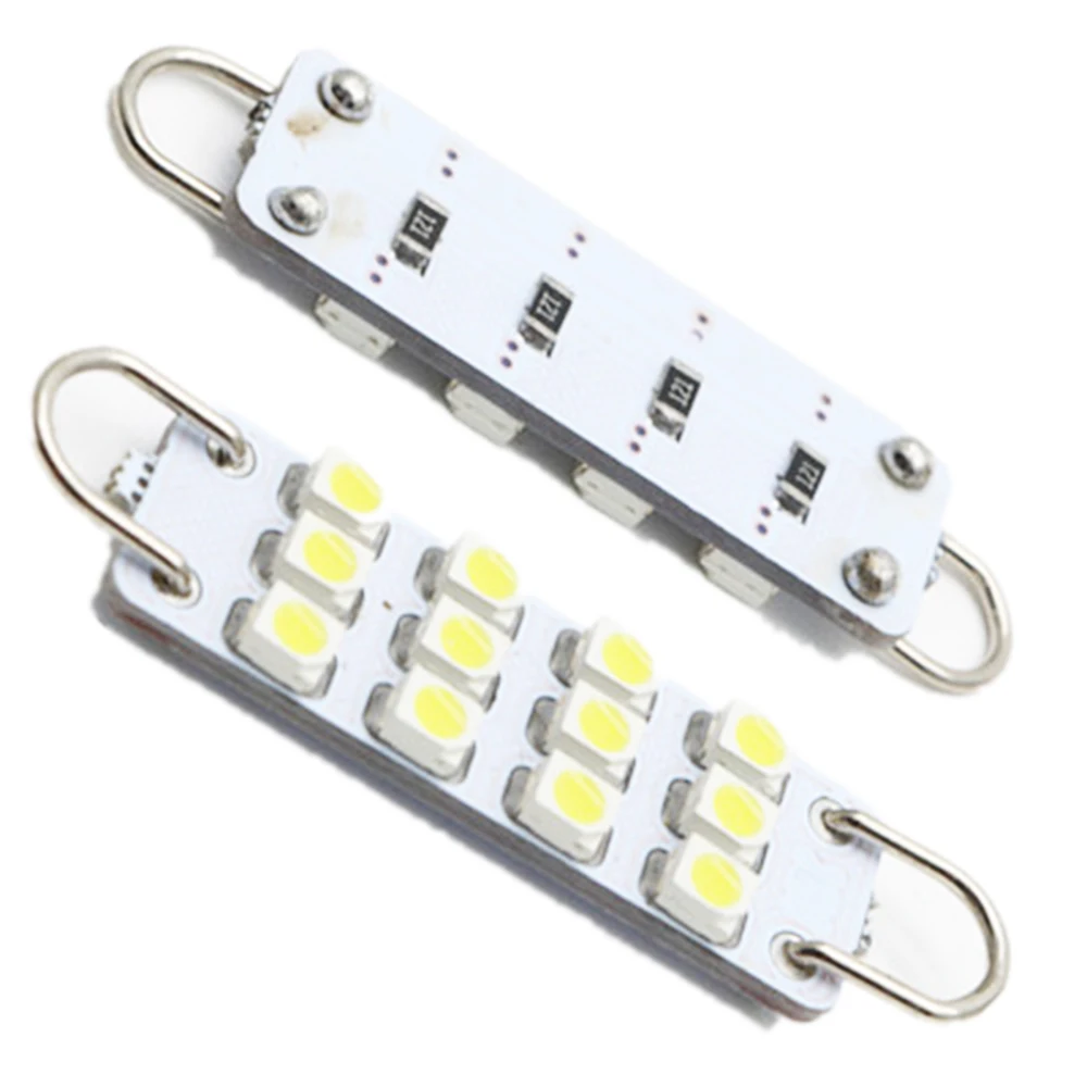 YSY 20pcs 211-2 211 212 212-2 561 562 Led Festoon Light 44mm 12SMD 1210 Rigid Loop LED Interior Car Dome Cargo light White