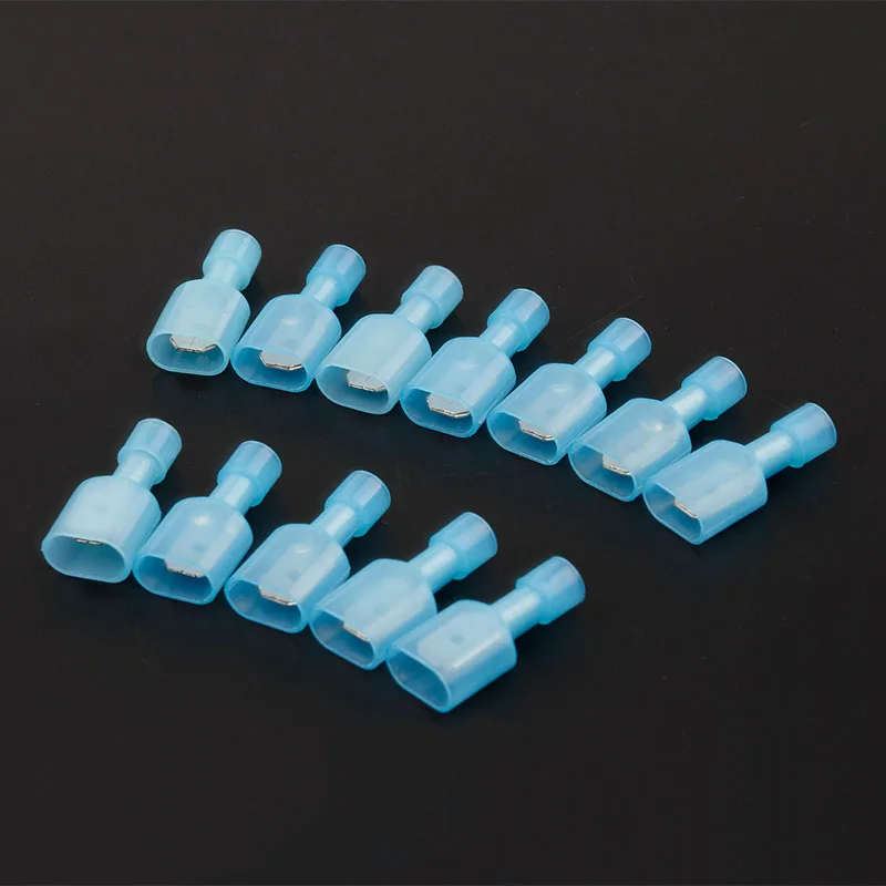 100pcs Male & Female Nylon Crimp Terminator Kit Blue Fully Insulated Butt Electrical Wire Cable Connectors For 16-14AWG