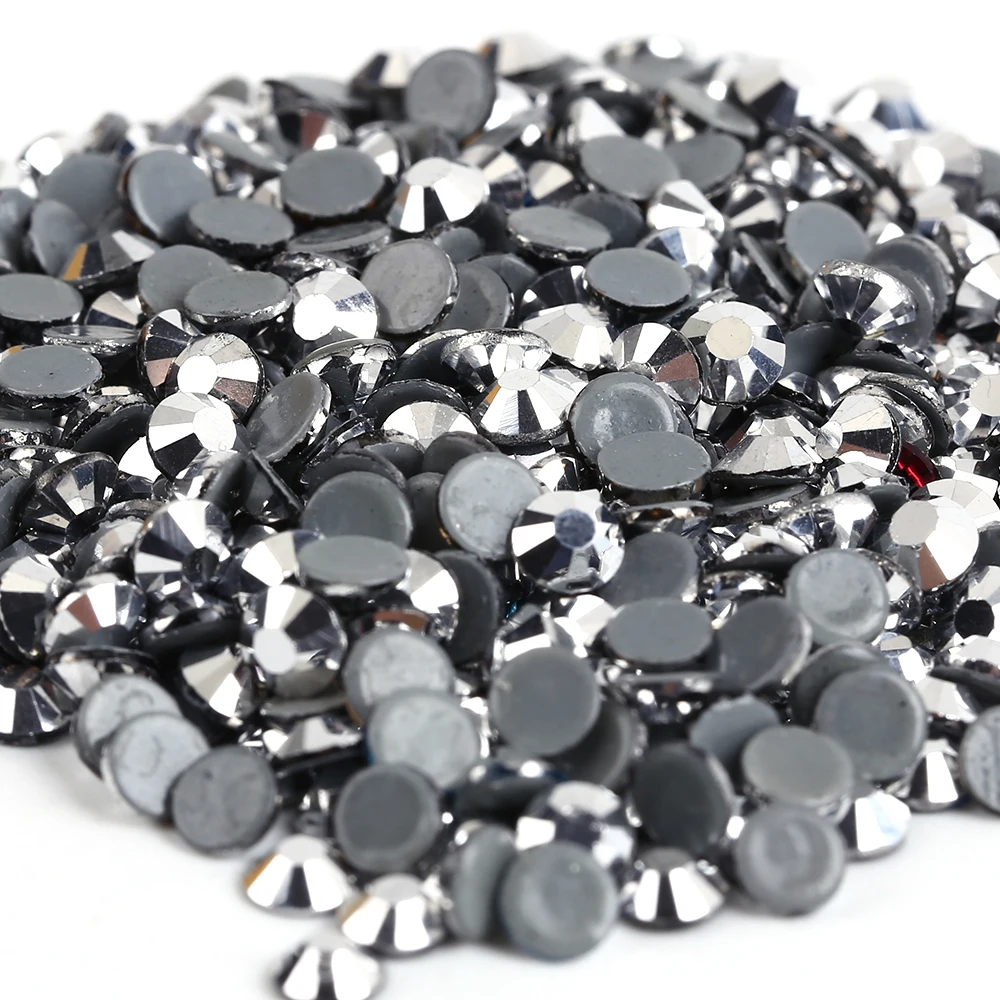 AAAA+ Quality Silver Hematite Hotfix Rhinestones  ss6 ss10 ss16 ss20 ss30 Iron On Flatback Rhinestones For Luxury Dress