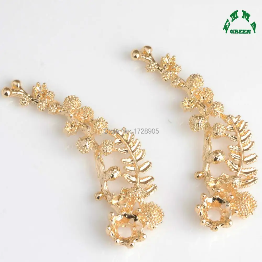 Gold Color Luxury Bridal Hair Accessories decorative bling buttons 5pcs flat back embellishment Branch Flower Wedding Decoration