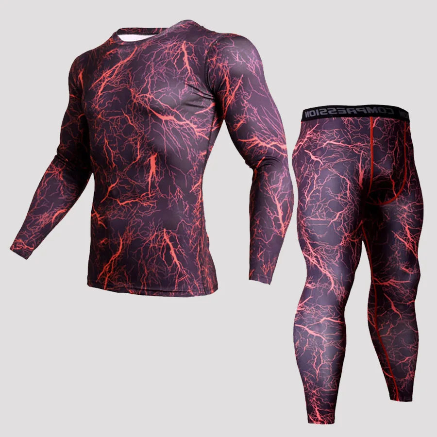 New Compression Quick Dry Tight Tracksuit Men Training Fitness Long Sleeve Shirt Pants Male O-Neck Gym Running Set Sport Suit