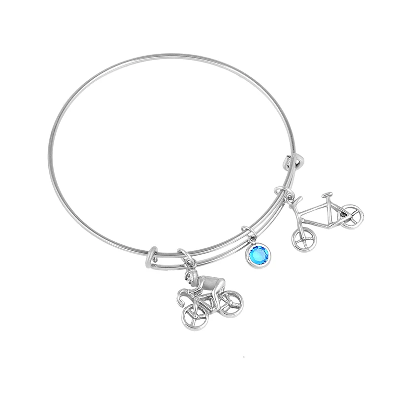 

Stainless Steel Wholesale 75pcs/lot Wire Expandable Bangles Adjustable Bracelets With Different Accessories Birthstone Jewelry