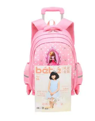 kids School Backpack On wheels Trolley School bag for girls kid\'s luggage Trolley Rolling Bag Children wheeled Backpack for kids