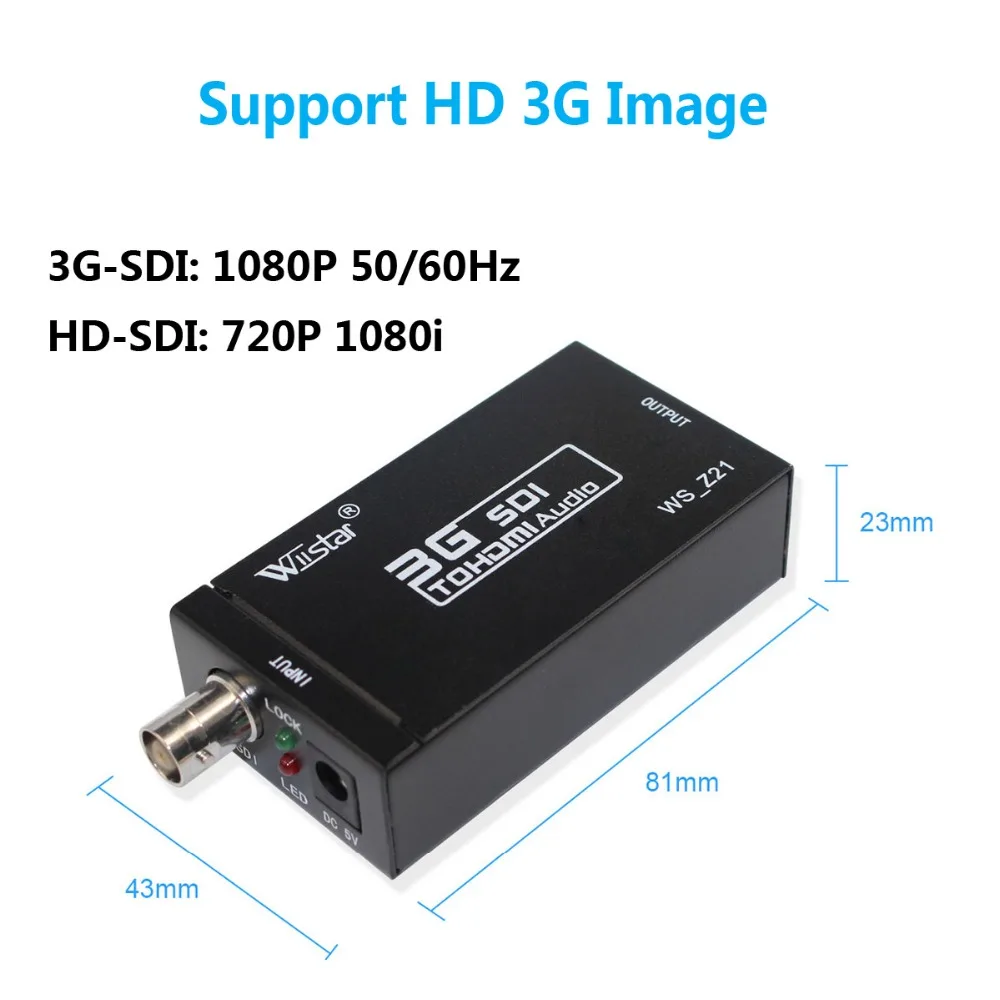 Wiistar SDI Converter BNC SDI to HDMI Audio Video Converter  Adapter Support HD 3G SDI Full HD 1080P High Quality